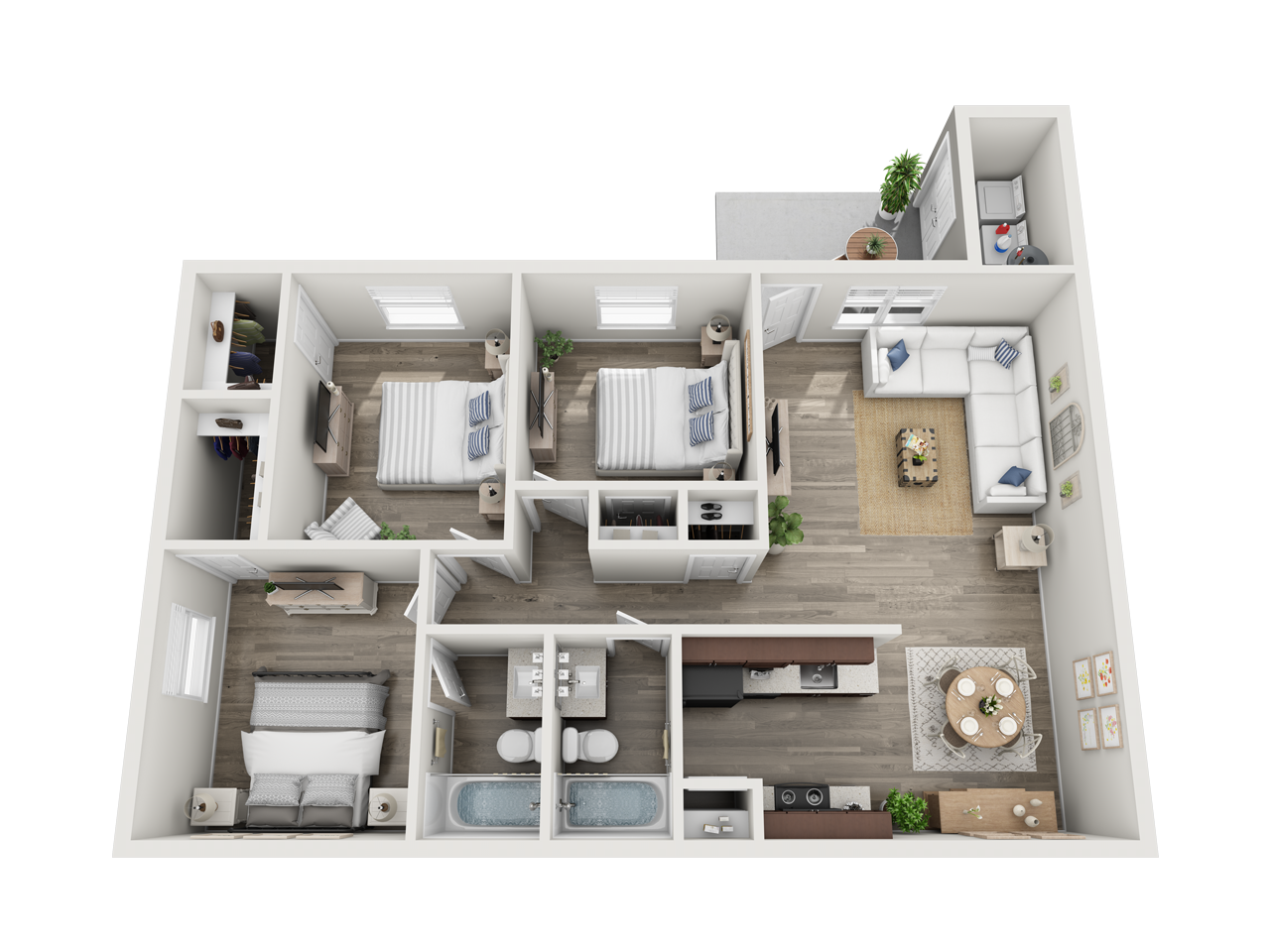 Encino Park three bedroom floor plan